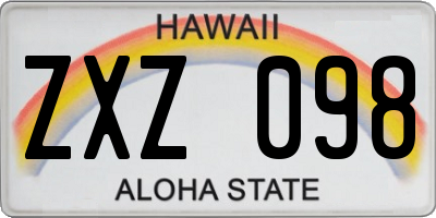 HI license plate ZXZ098