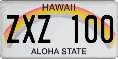 HI license plate ZXZ100