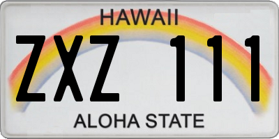 HI license plate ZXZ111