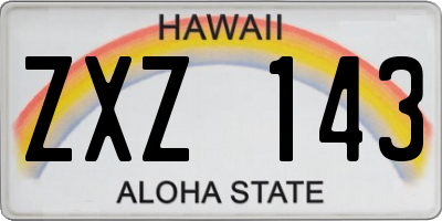 HI license plate ZXZ143