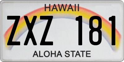 HI license plate ZXZ181