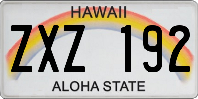 HI license plate ZXZ192