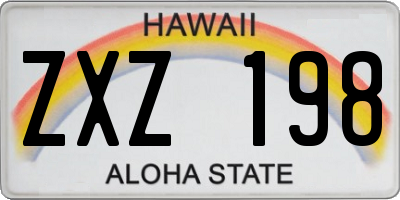 HI license plate ZXZ198