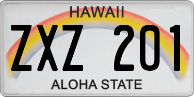 HI license plate ZXZ201