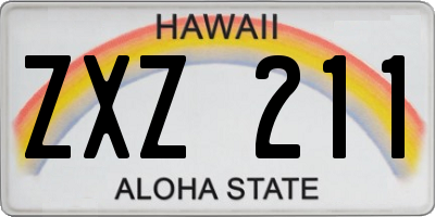 HI license plate ZXZ211