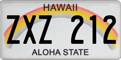 HI license plate ZXZ212