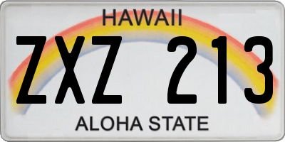 HI license plate ZXZ213
