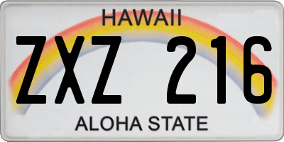 HI license plate ZXZ216