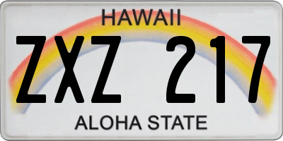 HI license plate ZXZ217