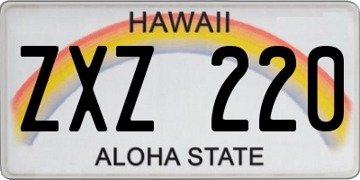 HI license plate ZXZ220