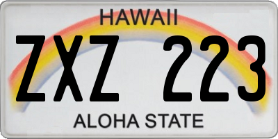 HI license plate ZXZ223