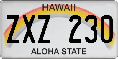 HI license plate ZXZ230