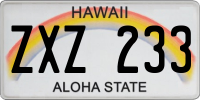 HI license plate ZXZ233
