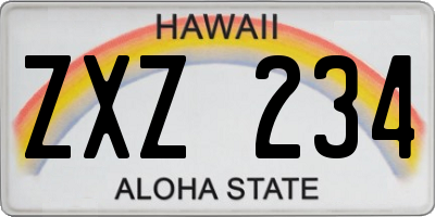 HI license plate ZXZ234