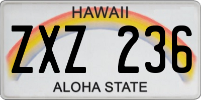HI license plate ZXZ236