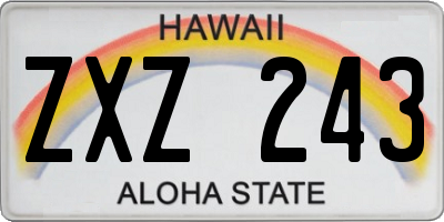 HI license plate ZXZ243
