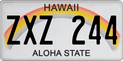 HI license plate ZXZ244