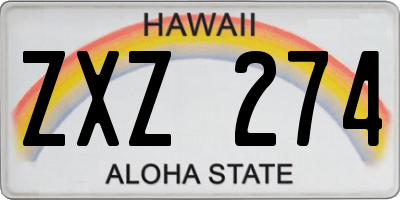 HI license plate ZXZ274