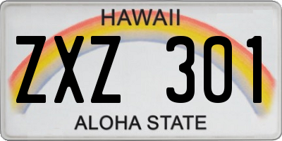 HI license plate ZXZ301