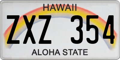 HI license plate ZXZ354
