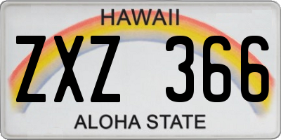 HI license plate ZXZ366
