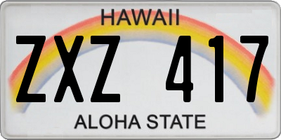 HI license plate ZXZ417