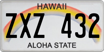 HI license plate ZXZ432