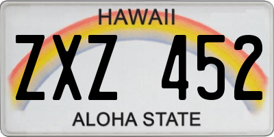 HI license plate ZXZ452