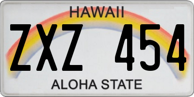 HI license plate ZXZ454