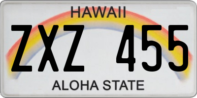 HI license plate ZXZ455