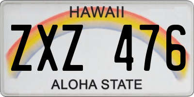 HI license plate ZXZ476