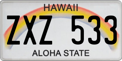HI license plate ZXZ533