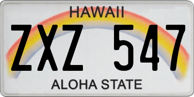 HI license plate ZXZ547