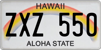HI license plate ZXZ550