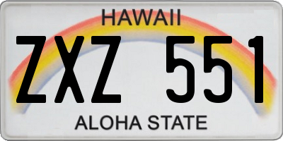 HI license plate ZXZ551