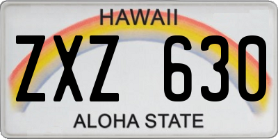 HI license plate ZXZ630