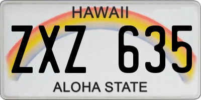 HI license plate ZXZ635