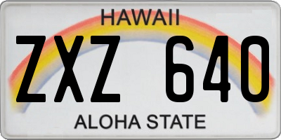 HI license plate ZXZ640