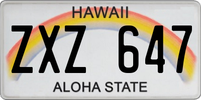 HI license plate ZXZ647