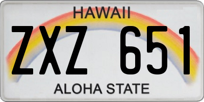 HI license plate ZXZ651