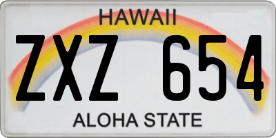 HI license plate ZXZ654