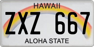 HI license plate ZXZ667