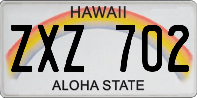HI license plate ZXZ702