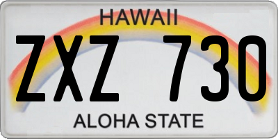 HI license plate ZXZ730