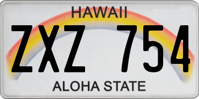 HI license plate ZXZ754