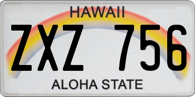 HI license plate ZXZ756