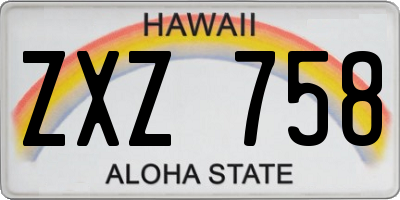 HI license plate ZXZ758