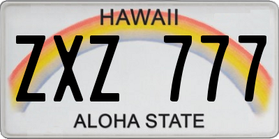 HI license plate ZXZ777