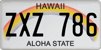 HI license plate ZXZ786