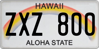 HI license plate ZXZ800